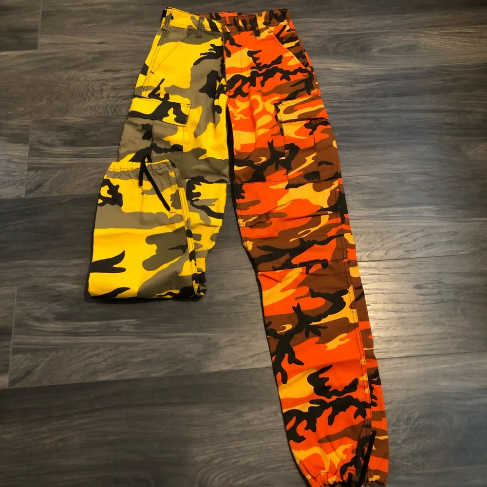 Bright orange/yellow camo pants